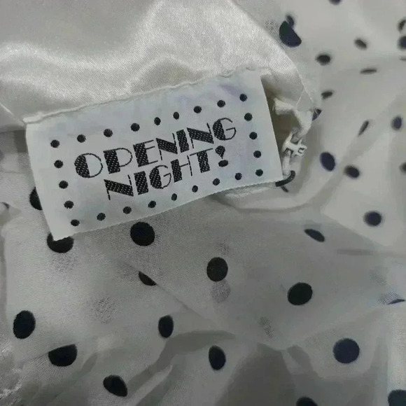 Vintage Opening Night Black and White Polka Dot Off Shoulder Midi USA - Picture 5 of 6